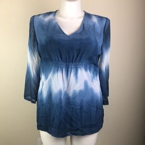 JM Collection Tie Dye Tunic Gauzy Ocean Blue